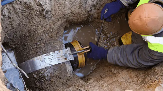 Technician performing underground drainage repair for foundation protection and gutter systems in Pueblo, CO